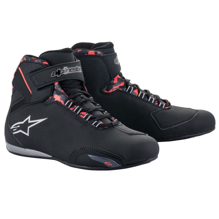Scarpe moto Alpinestars SEKTOR WATERPROOF Nero Grigio scuro Rosso Fluo