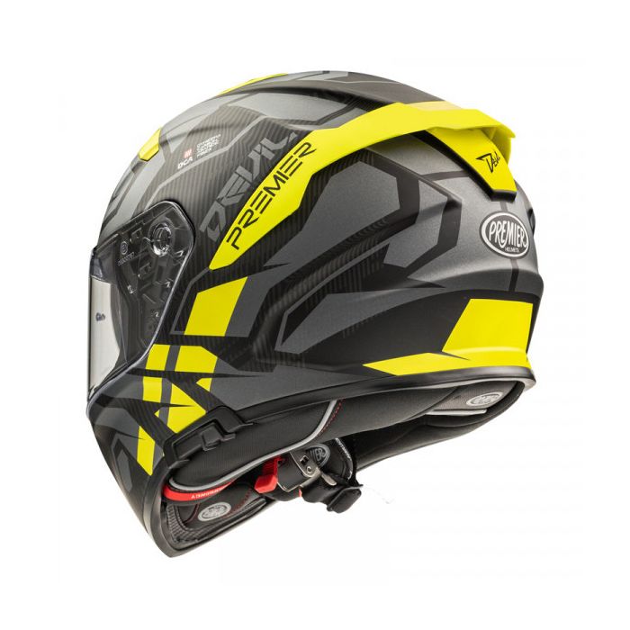 Premier DEVIL JC Y BM ECE 22.06 full face helmet fiber Fluo Yellow Grey Matt