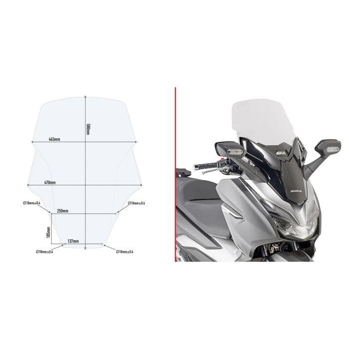 Givi D1166ST transparent windshield specific for HONDA FORZA 125 - 300 19