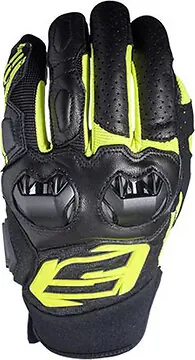 Five SF3 leather summer glovesBlack Fluo Yellow