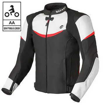 Giacca moto pelle racing Befast PORTIMAO CE Nero Bianco Rosso